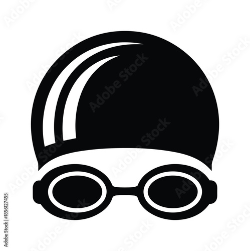 Vector illustration of swimmer wearing cap and goggles