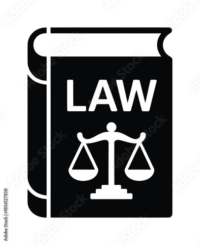 Vector icon of a law book with scales of justice