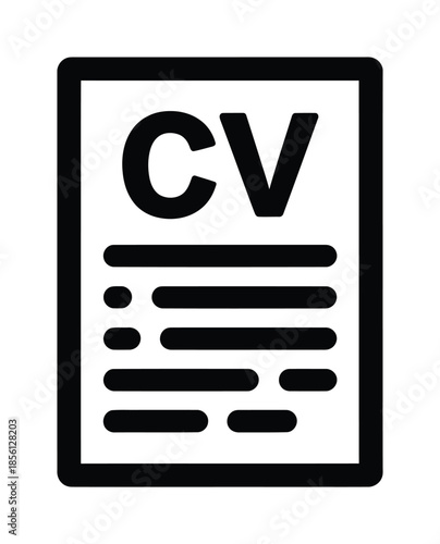 Black vector icon representing a curriculum vitae document