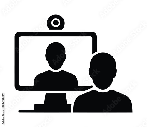 Vector illustration of two people engaged in a video call