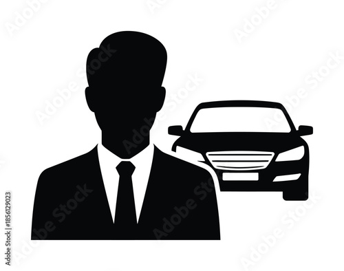 Businessman car ownership and transport vector icon