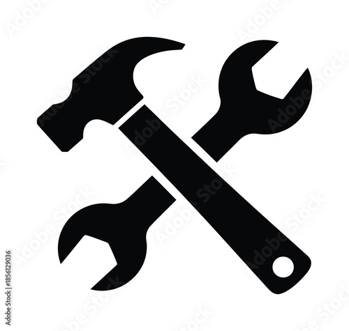 Repair tools hammer and wrench vector icon