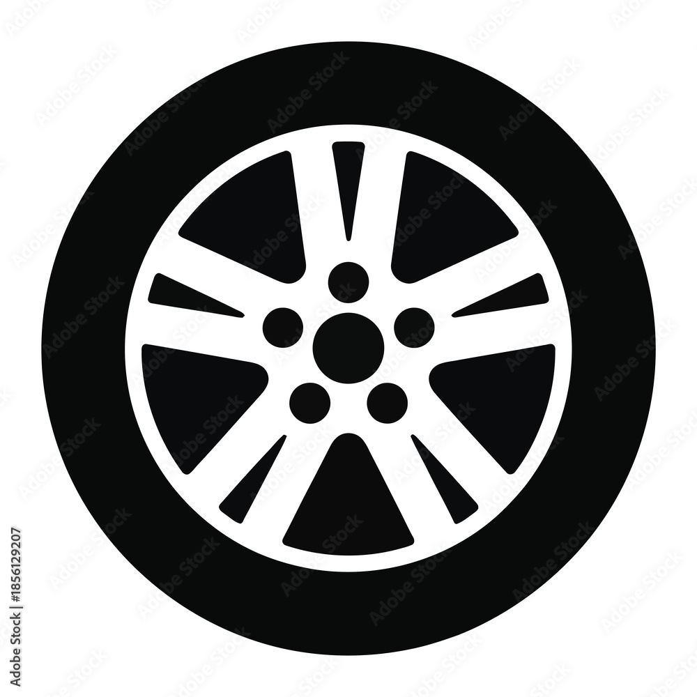 Fototapeta premium Car wheel tire automotive vector icon