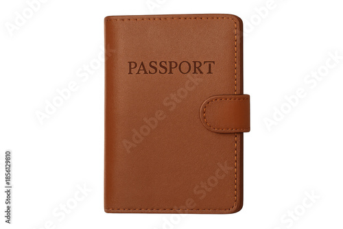 Brown leather passport cover protecting travel documents