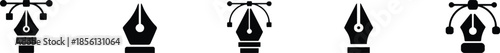 Illustration of Various Vector Pens for Graphic Design Purposes and Software Programs with Multiple Variations of Styles and Different Shape Designs
