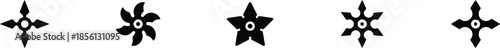 Ninja Star Shuriken Throwing Weapon Collection Silhouette Vector Illustration for Martial Arts Fighter Samurai Assassin and Ninja Isolated Throwing