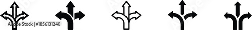 Various branch way direction icon vector with choice sign for decision path choosing and travel concept in eps format