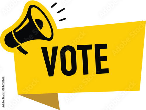 Vote vector design promotion with megaphone choice election decision voting advertising announcement special campaign democratic choice political opinion freedom government