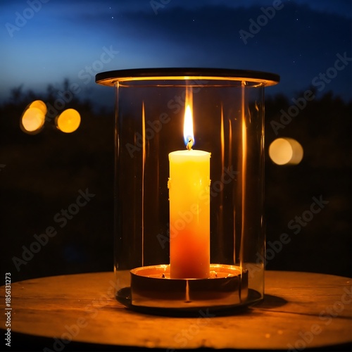 burning candle in the glass