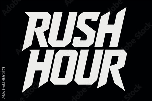 Rush Hour Bold Typography Illustration on Black Background