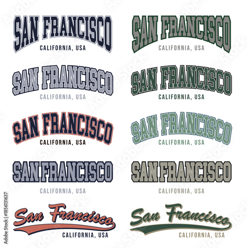 Vintage SAN FRANCISCO Typography Set Retro American Lettering Collection