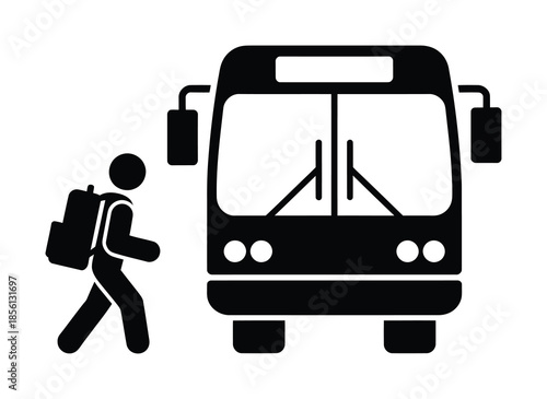 Bus stop passenger vector icon