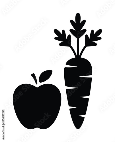 Apple and carrot healthy food icon