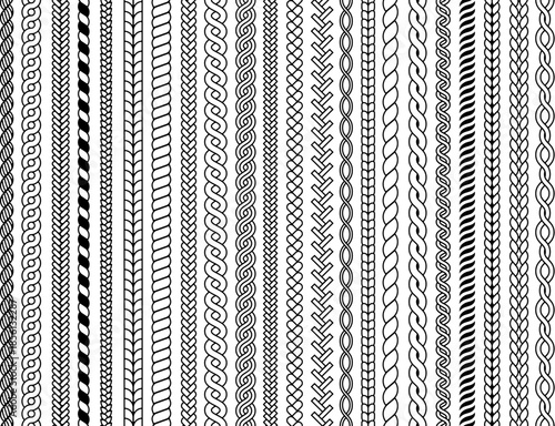 Ornamental braids knitting cable fashion textile structures graphic vector seamless illustrations