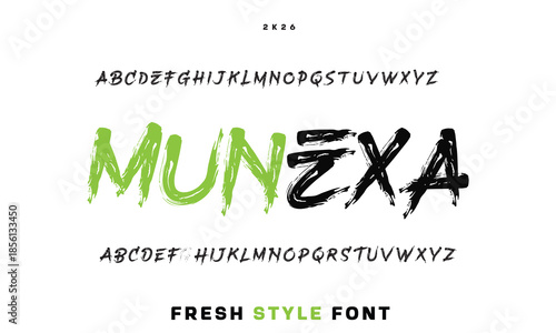 Munexa display typeface bold serif. Modern vintage alphabet collection. Uppercase, lowercase, stylish alternate typography. Vector illustration