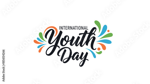 International Youth Day celebration graphic with colorful splashes  