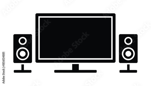 Home audio video system vector icon