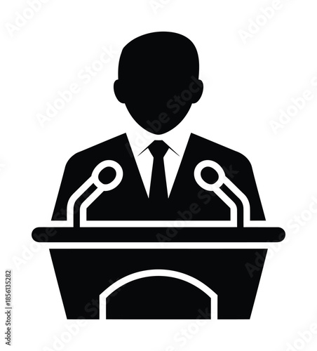 Political speech podium icon vector
