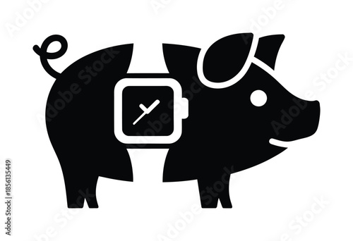 Piggy bank smart watch icon vector