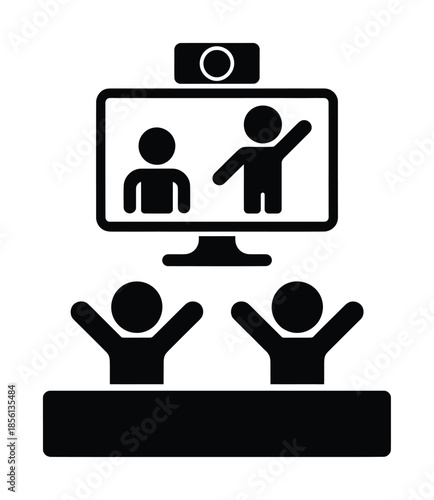 Online video conference meeting icon vector