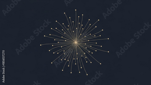 Golden Starburst Explosion with Radiating Particles on Dark Background Abstract