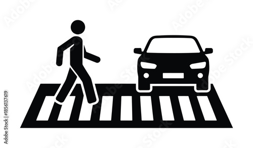 Pedestrian crossing traffic safety vector illustration