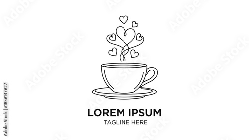 Lovely coffee cup with heart shaped steam Vector, illustration