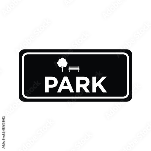 Park nameplate silhouette public place sign icon