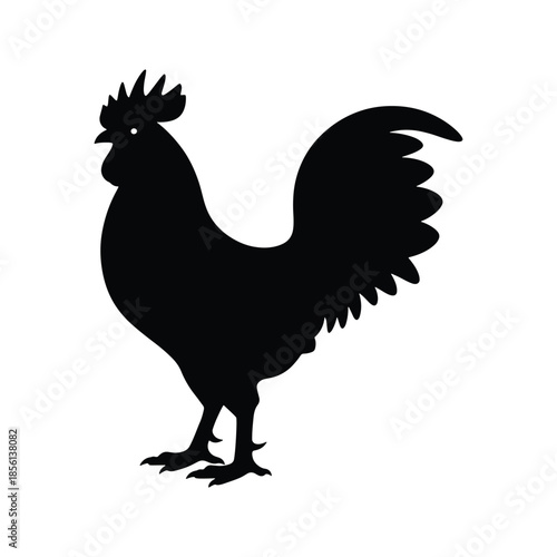 Rooster silhouette standing farm bird icon
