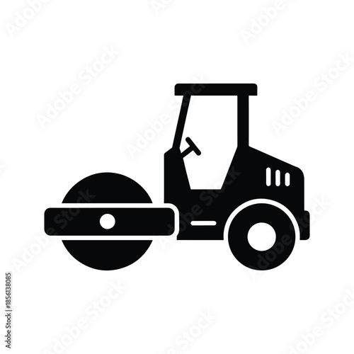 Road roller silhouette construction compaction vehicle icon