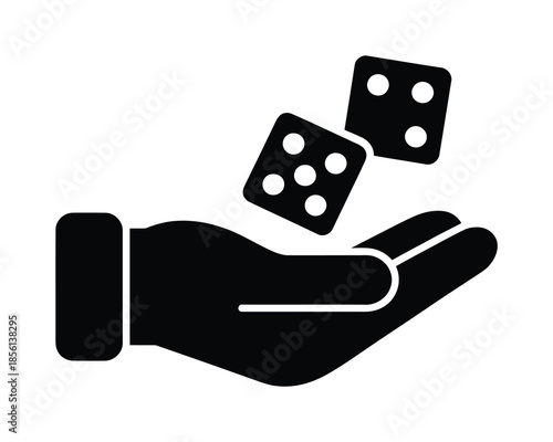 Hand throwing dice gambling chance luck concept vector icon