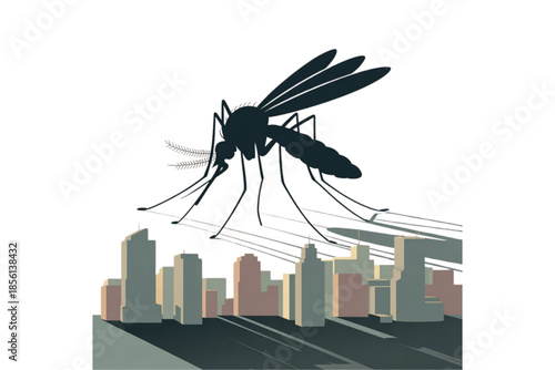 Vector illustration of a modern city skyline with urban buildings and skyscrapers at night