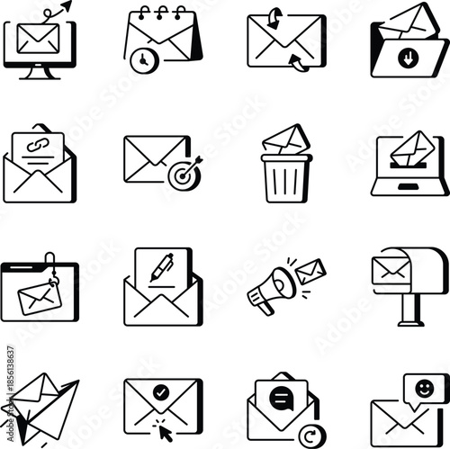 Collection of Email Marketing Line Style Icons 