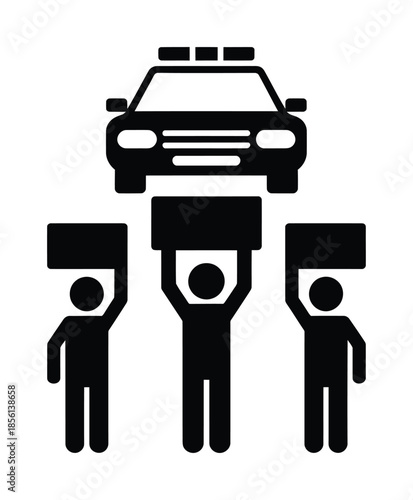 Car protest vector icon public demonstration