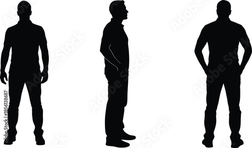 Silhouette of a man in three different poses