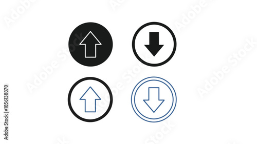 Four circular icons displaying up and down arrows in various styles