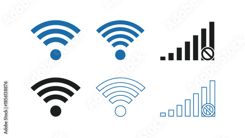 Visual representation of wireless signal strength indicators in varying styles