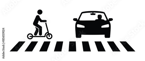 Pedestrian crossing vector icon traffic safety