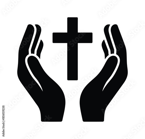 Religious faith protection prayer vector icon