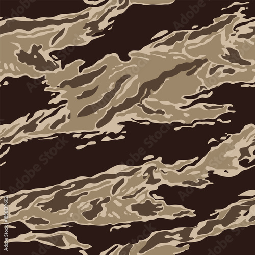 A seamless pattern of japanese tiger stripes in olive green and black, designed for military uniforms with a camouflage effect.Camouflage seamless pattern. Tiger stripe camouflage pattern. 