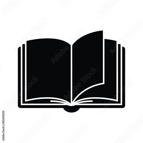 Flipping book pages silhouette open reading icon