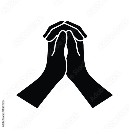 Folded hands silhouette prayer greeting gesture icon