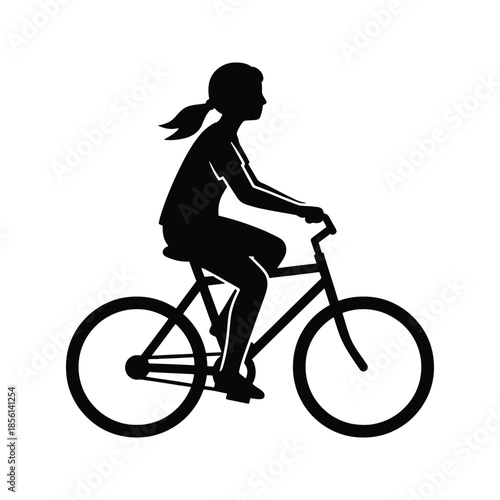 Girl riding bicycle silhouette female cycling icon