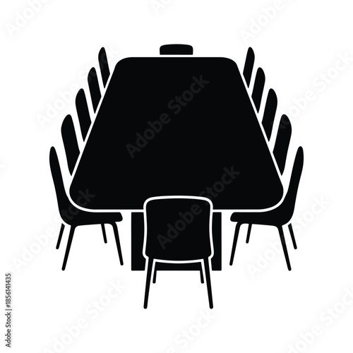 Meeting table silhouette conference furniture icon