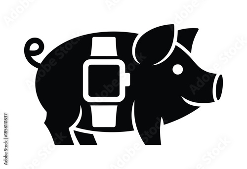 smartwatch piggy bank vector illustration
