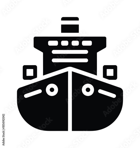 Cargo Ship Front View Vector