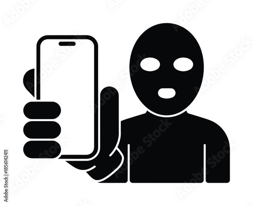 Cyber criminal holding smartphone vector security concept