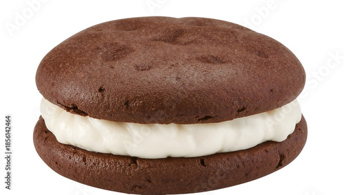 Classic maine whoopie pie dessert with chocolate cake and creamy vanilla filling isolated on the transparent background
