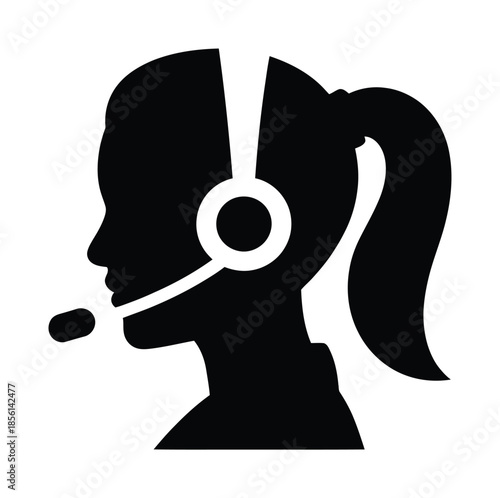 Customer service support woman headset operator vector