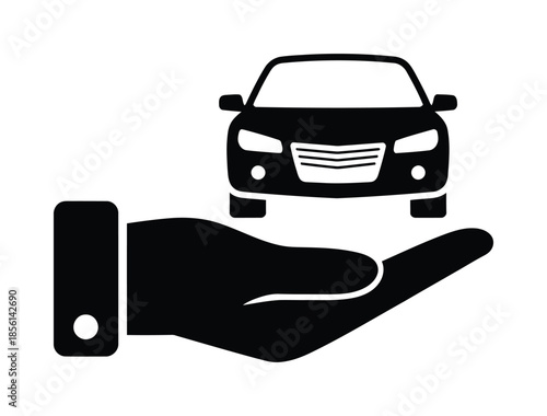Car insurance protection hand support vector illustration